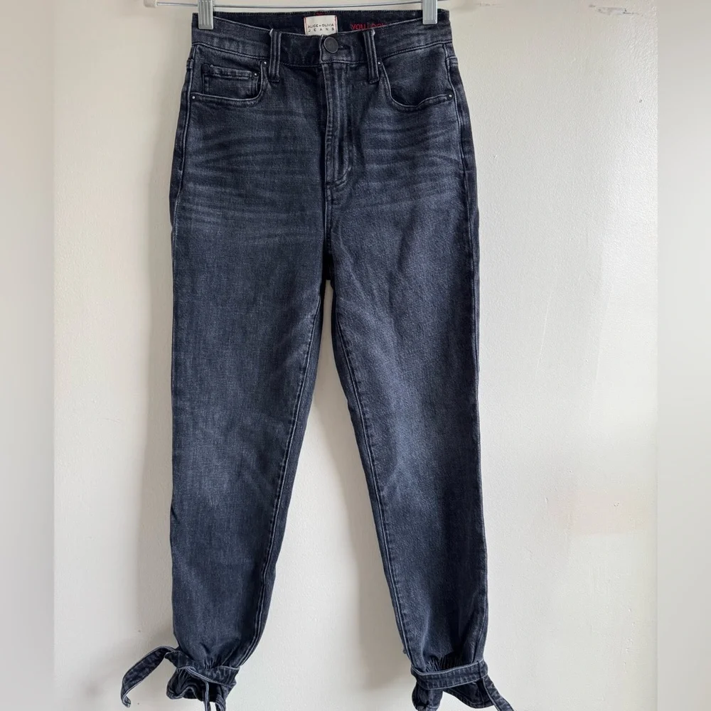 Alice + Olivia Jeans - Black High Waisted Tie Jeans